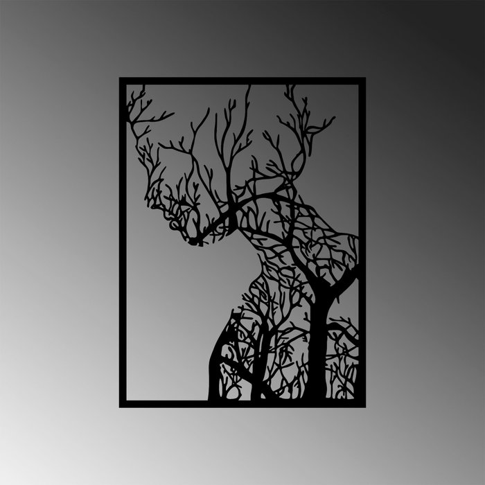 Wallity Tree Woman - 320 Escultura de pared metálica negra